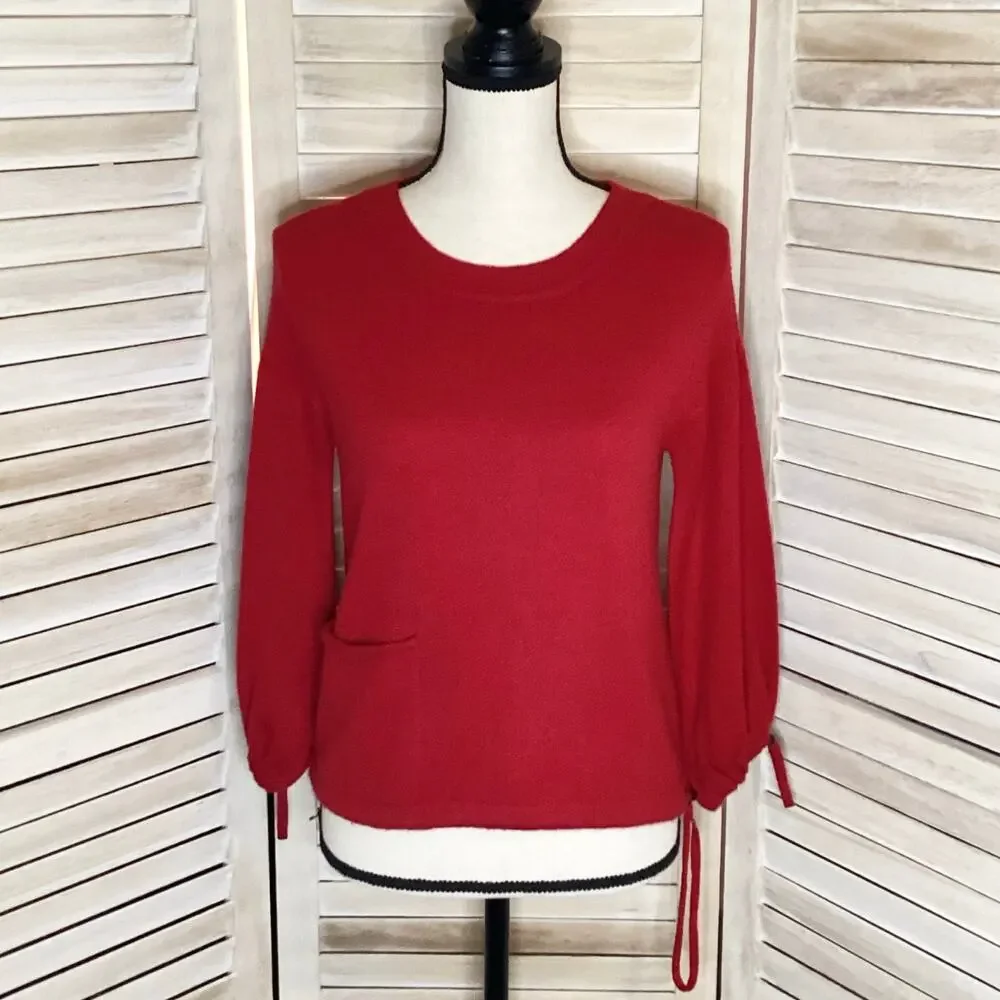 Childress Y2K Red 100% Cashmere Cropped Blouson Pocket Sweater 1 S